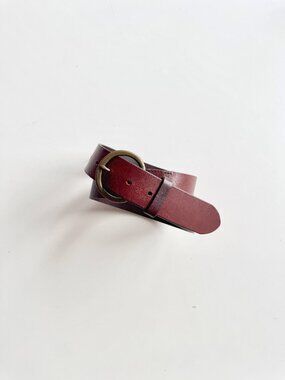 GAP Made in USA Duo Dark Brown Leather Solid Brass Buckle Belt, Size S